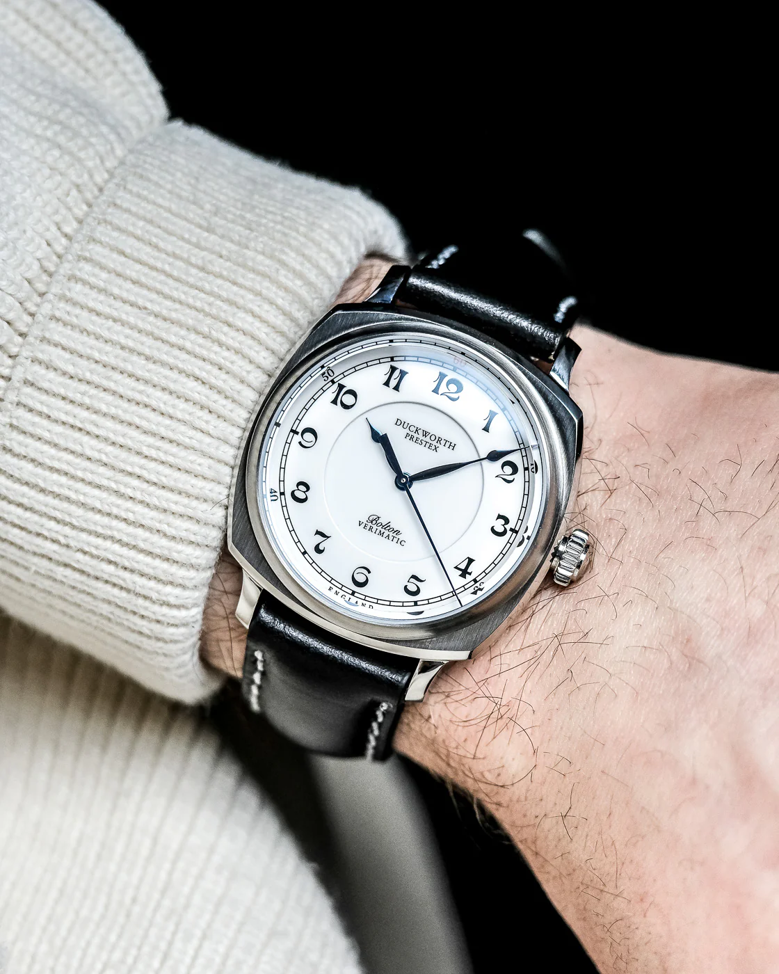 Duckworth Prestex Bolton Verimatic White Black Leather Watch - Image 6