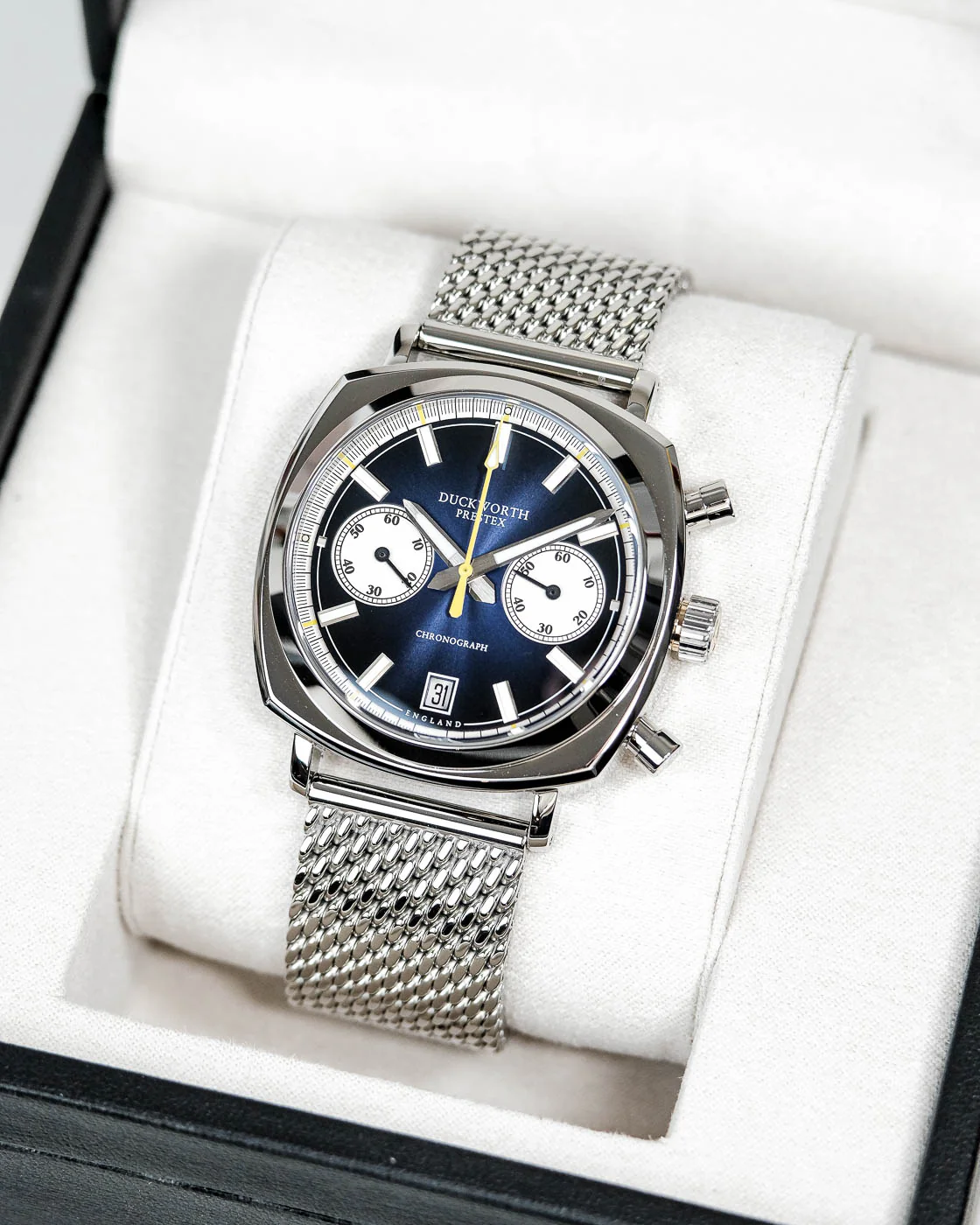 Duckworth Prestex 42 Blue Sunburst Mesh Bracelet Watch - Image 4