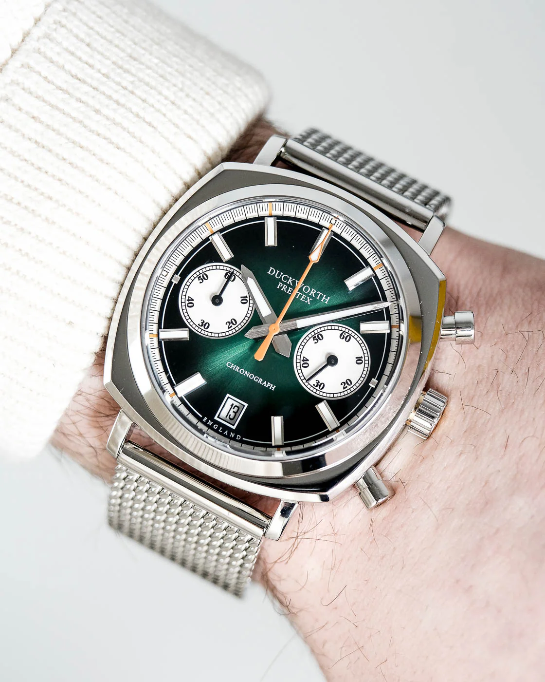 Duckworth Prestex 42 Green Sunburst Mesh Bracelet Watch - Image 5