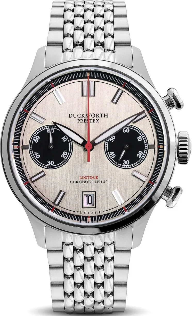 Duckworth Prestex Lostock Silver 40mm Quartz Chronograph Bracelet Watch
