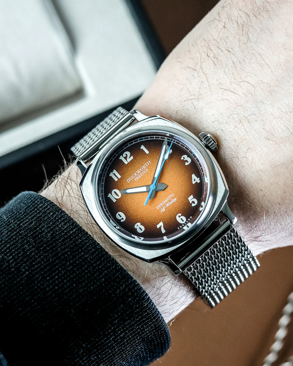 Duckworth Prestex Verimatic Orange Fume Mesh Bracelet Watch - Image 3