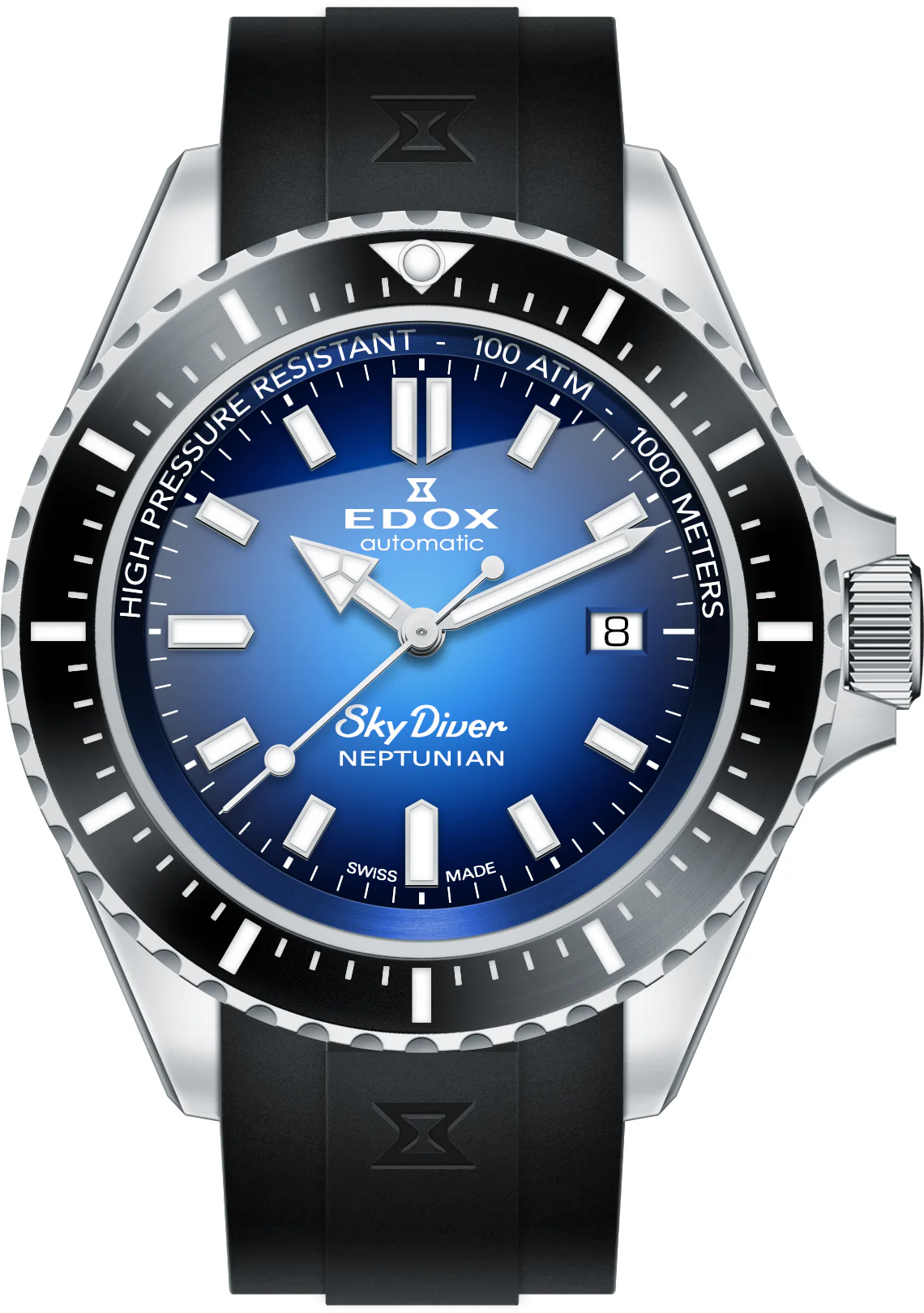 Edox Skydiver Neptunian Automatic 3 Hands Watch