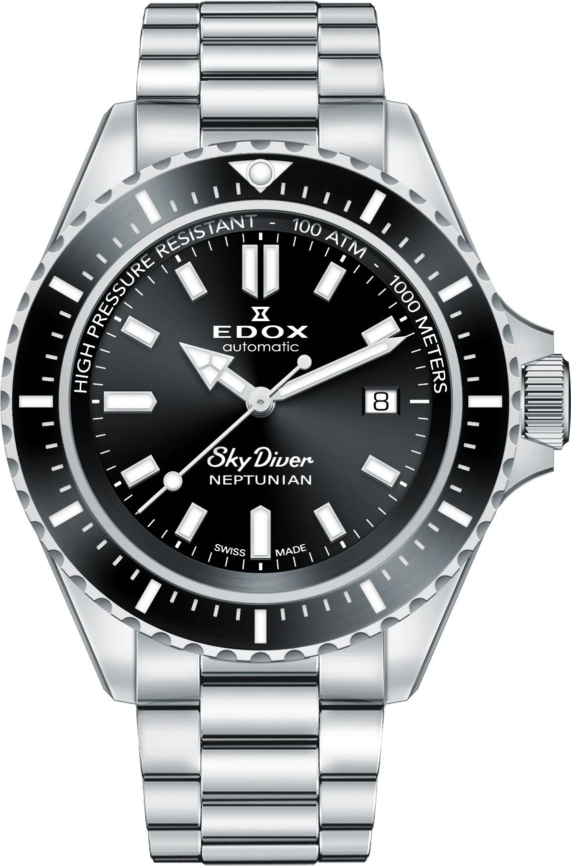 Edox Skydiver Neptunian Automatic 3 Hands Watch