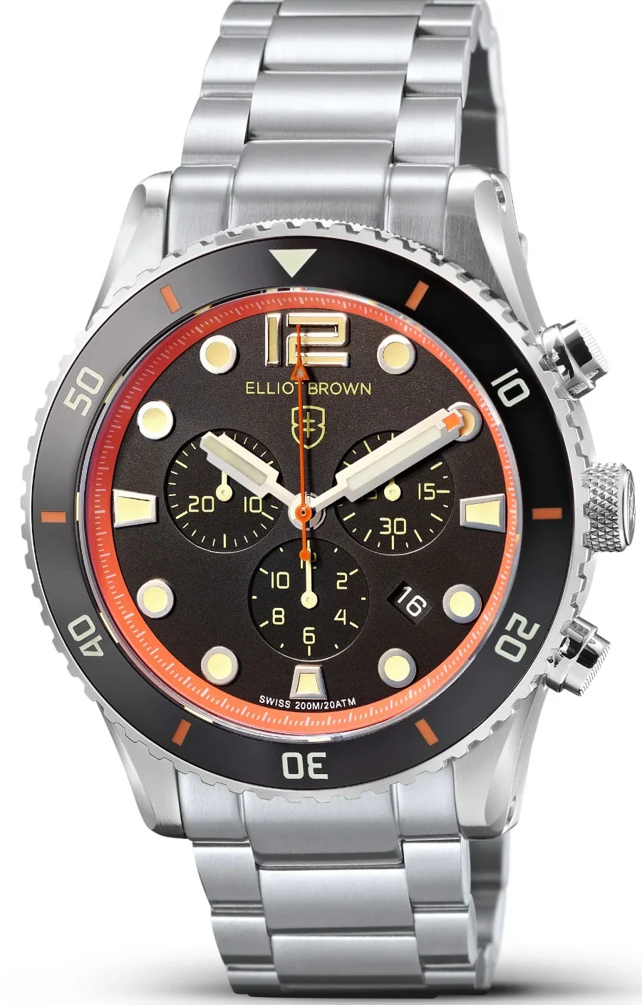 Elliot Brown Bloxworth Chrono Black Orange Bracelet Watch D