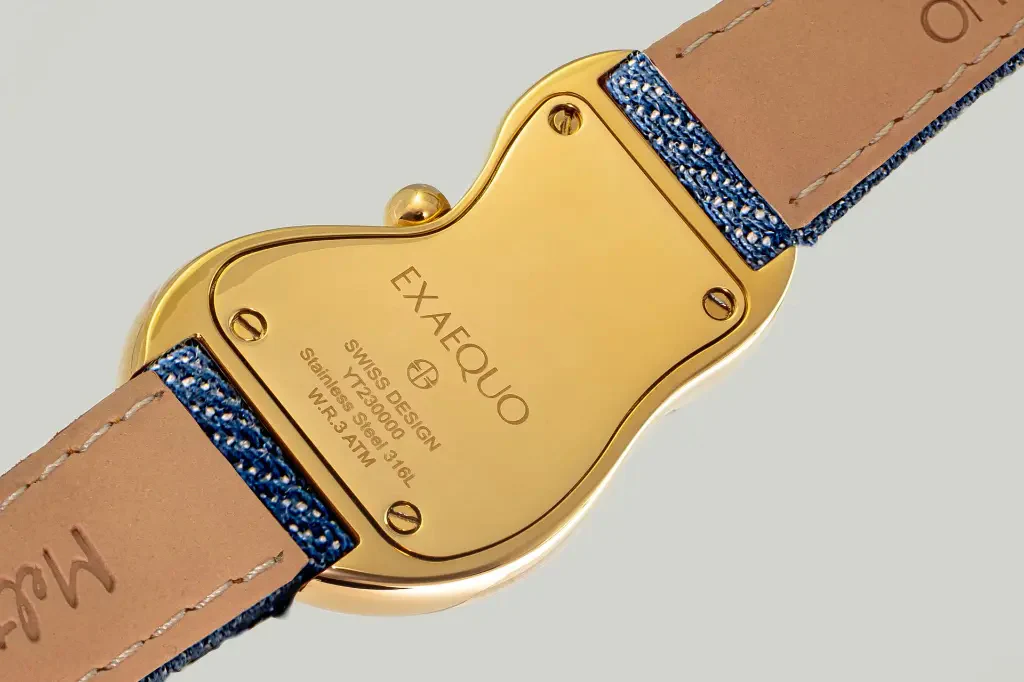 Exaequo Classic Melting PVD Yellow Gold White Denim Watch - Image 3
