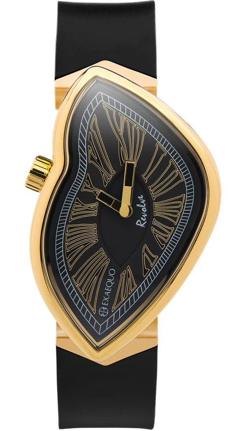 Exaequo Revolve Melting IP Yellow Gold Black Dial Watch
