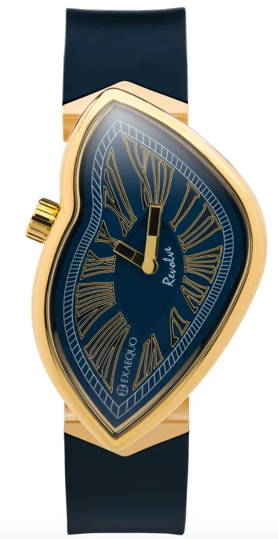 Exaequo Revolve Melting IP Yellow Gold Blue Dial Watch