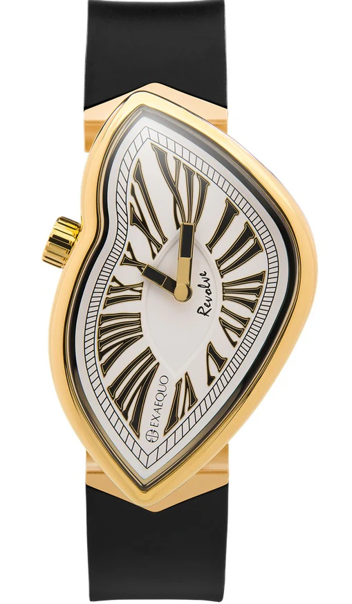 Exaequo Revolve Melting IP Yellow Gold White Dial Watch