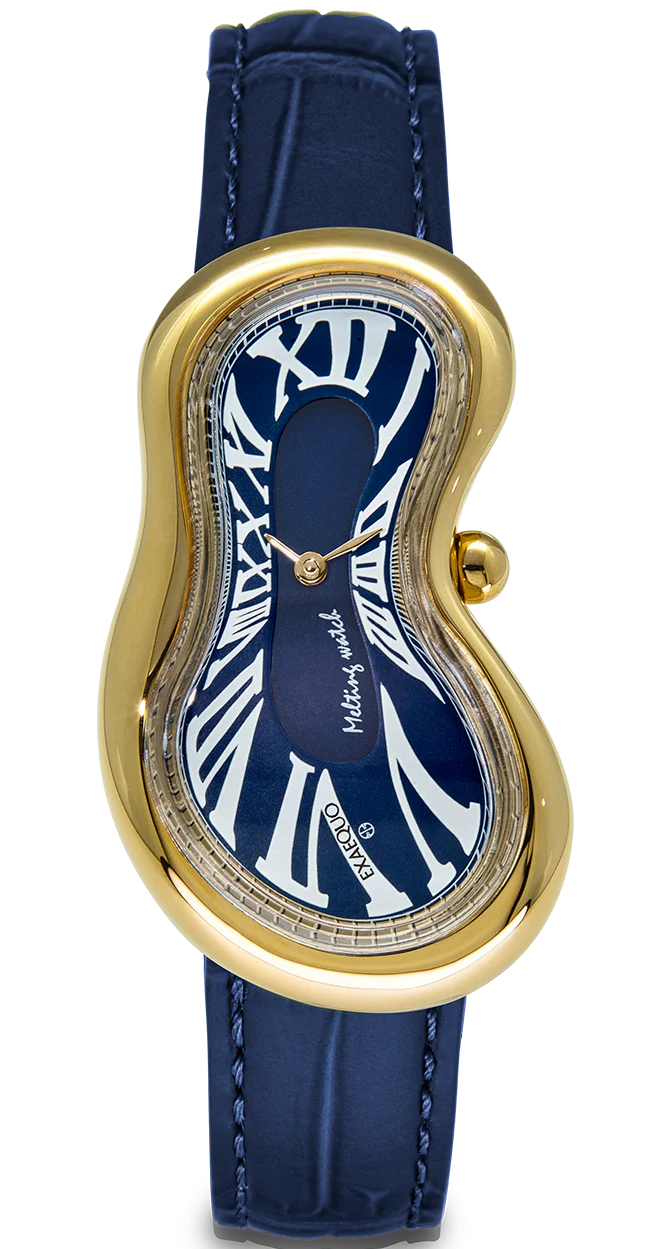 Exaequo Classic Melting Watch PVD Yellow Gold Blue Dial Watch