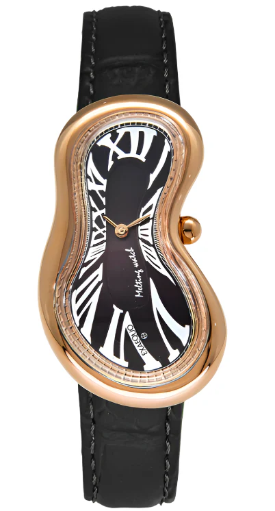 Exaequo Classic Melting Watch PVD Rose Gold Black Dial Watch