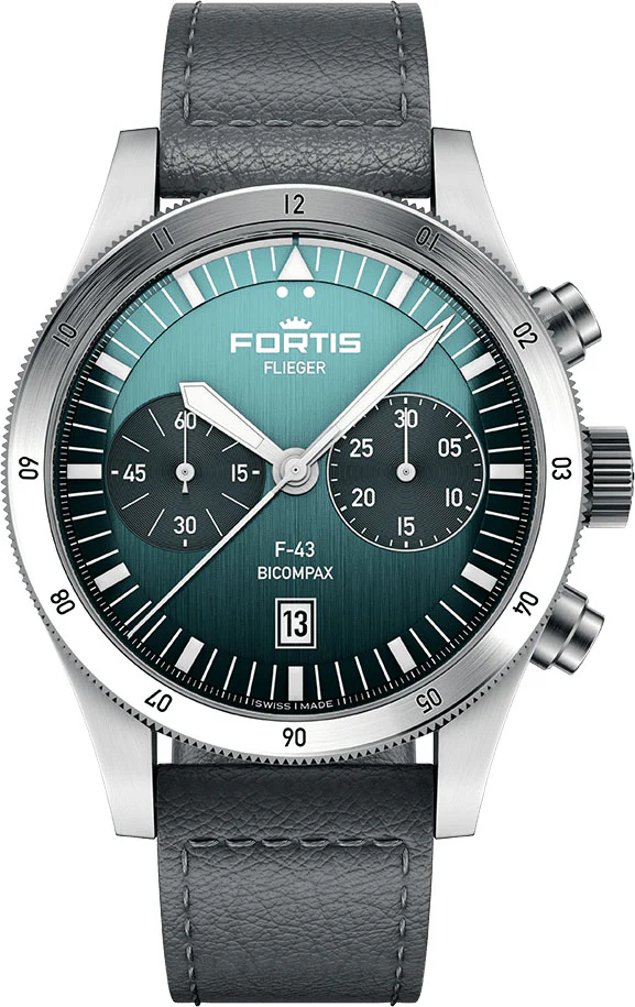 Fortis Flieger F-43 Bicompax Petrol Watch