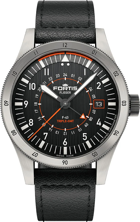 Fortis Flieger F-43 Triple-GMT Black Watch