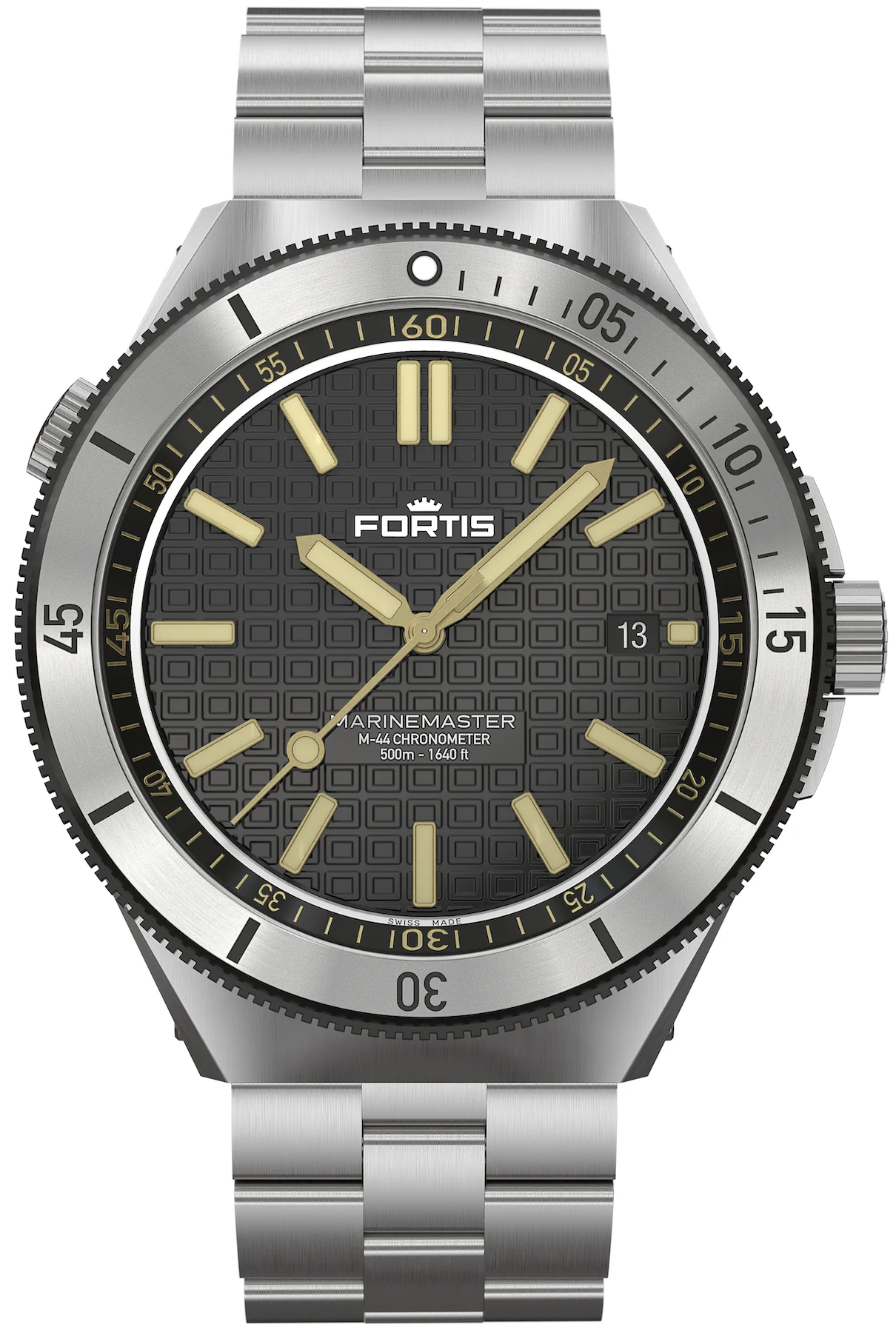 Fortis Marinemaster M 44 Black Resin Bracelet Watch