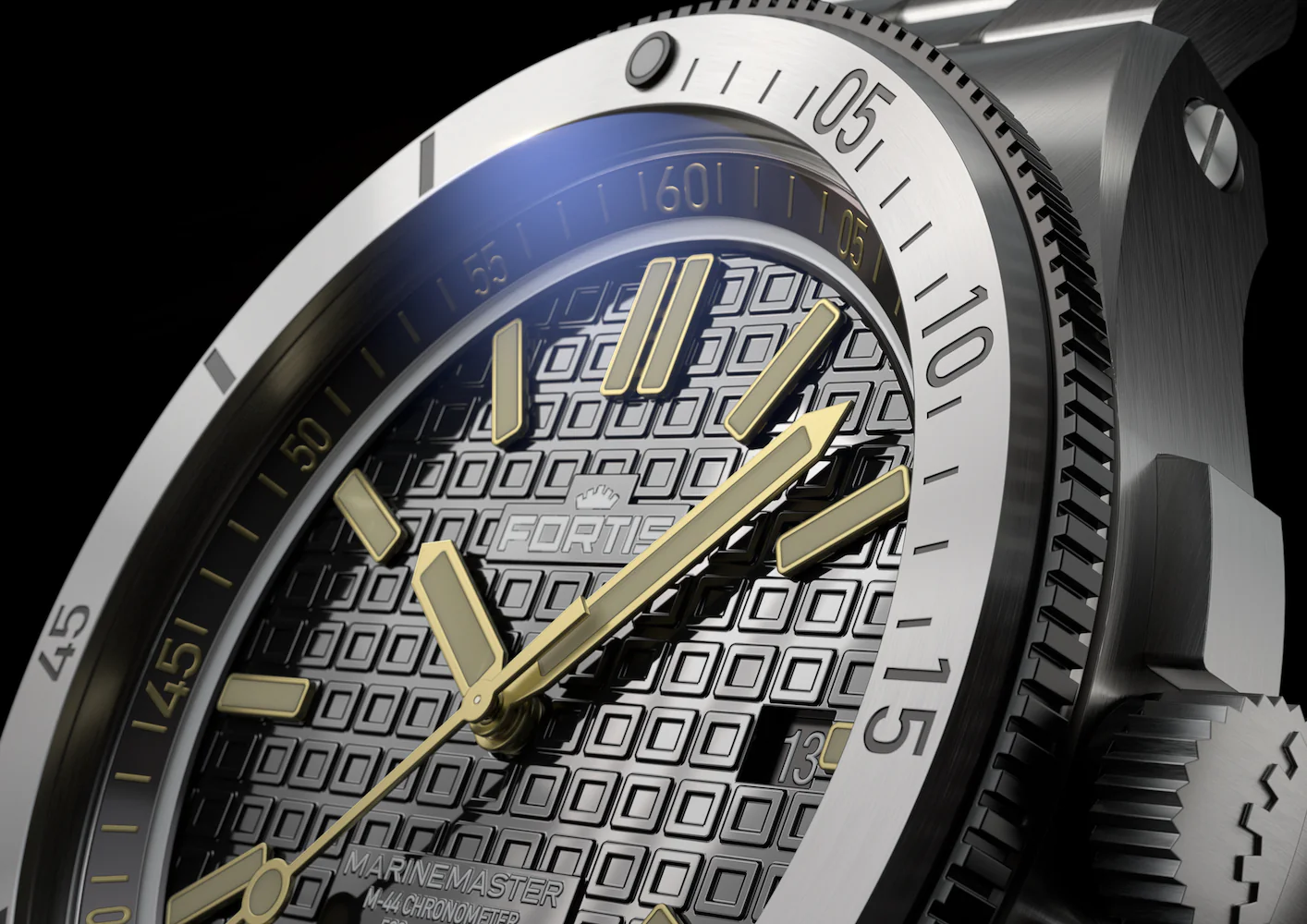 Fortis Marinemaster M 44 Black Resin Bracelet Watch - Image 3