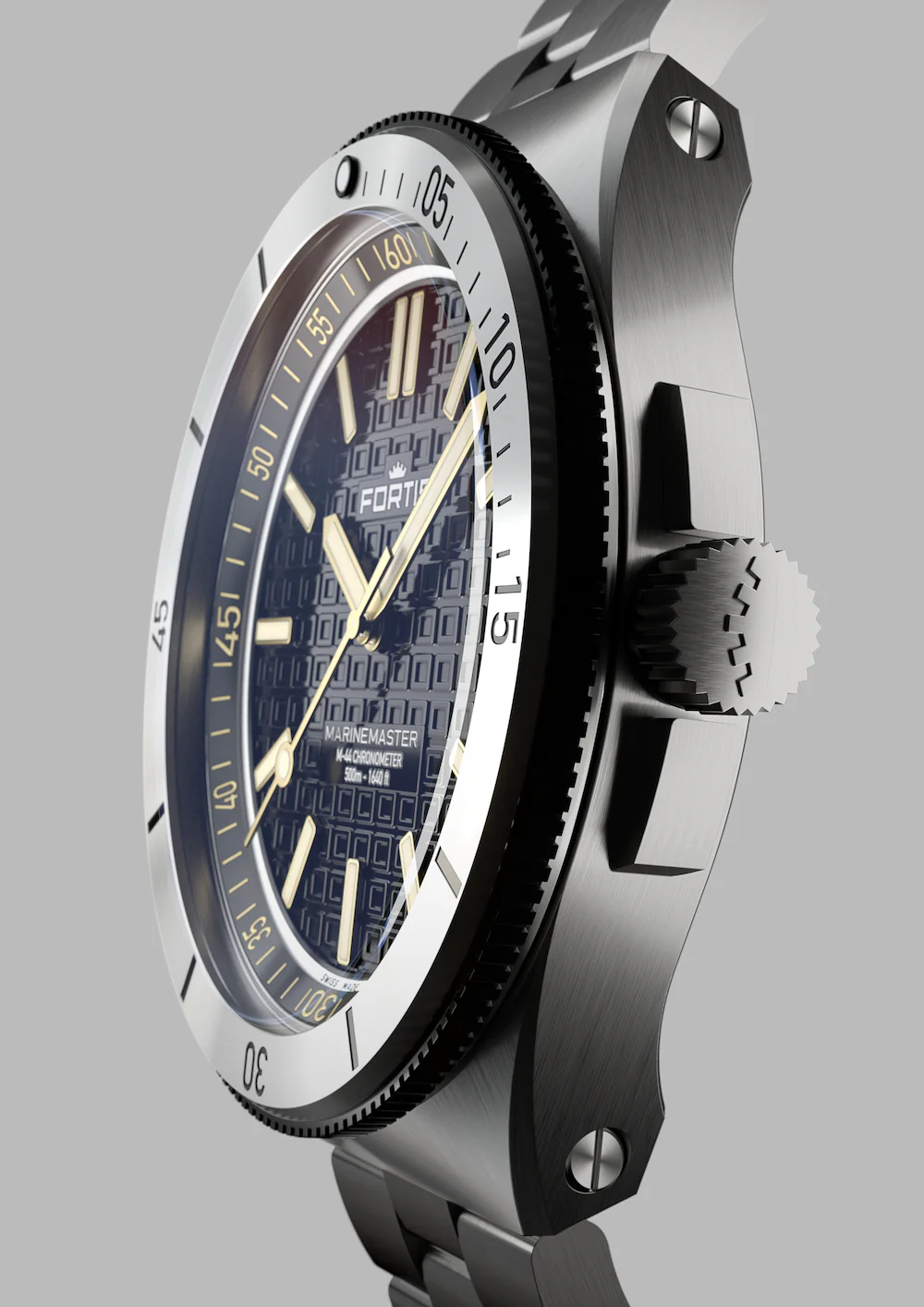 Fortis Marinemaster M 44 Black Resin Bracelet Watch - Image 6