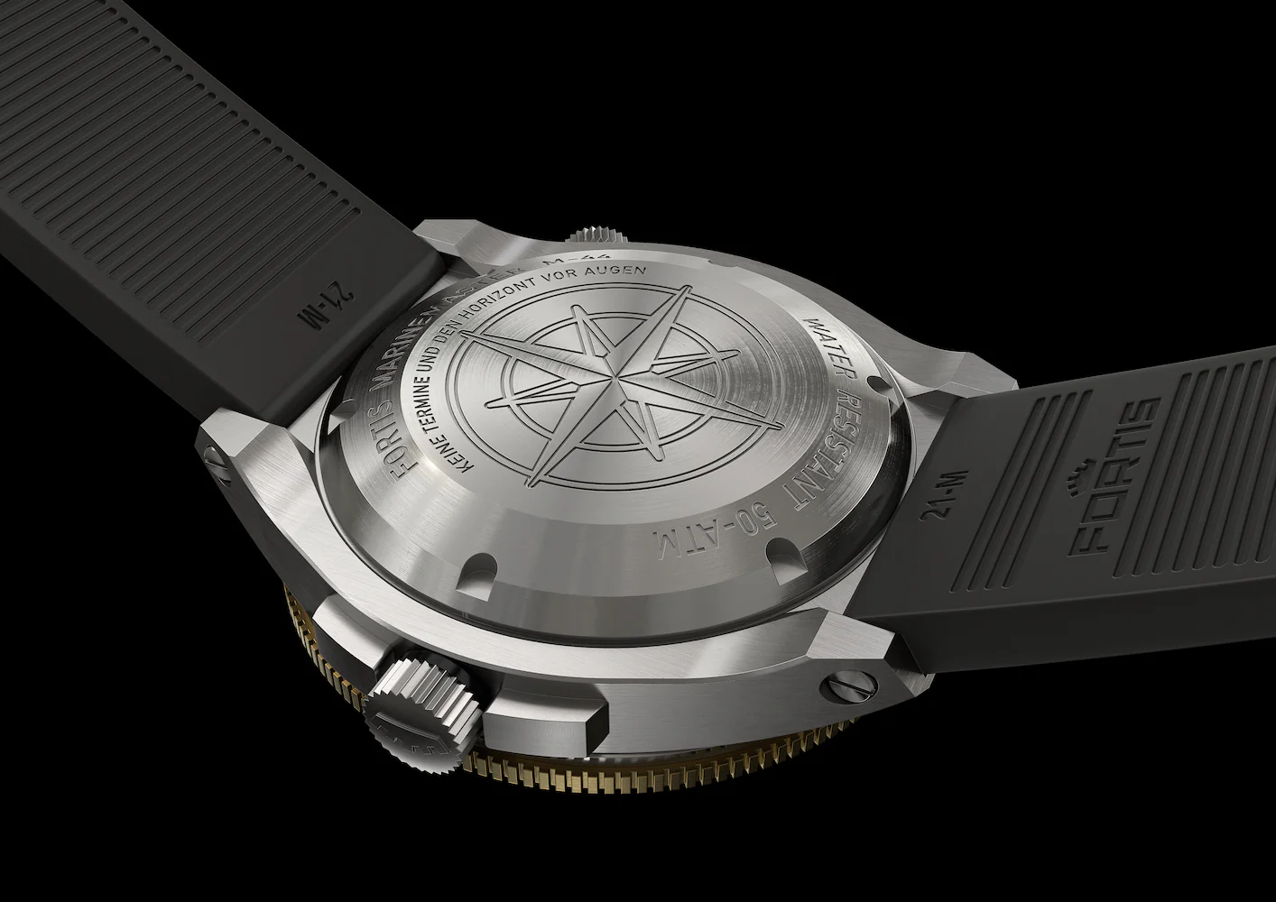 Fortis Marinemaster M 44 Black Resin Gold Limited Edition Watch - Image 6