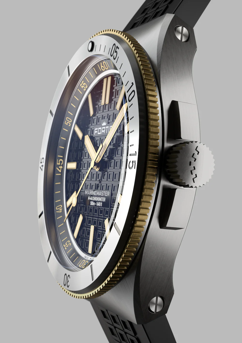 Fortis Marinemaster M 44 Black Resin Gold Limited Edition Watch - Image 8