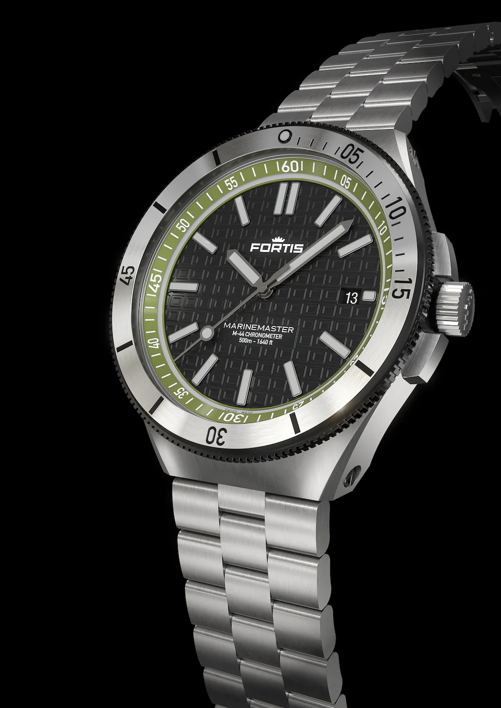 Fortis Marinemaster M 44 Woodpecker Green Bracelet Watch - Image 3