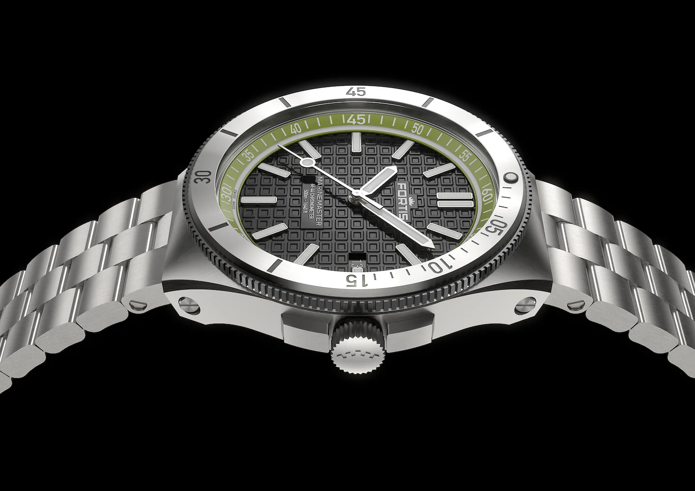 Fortis Marinemaster M 44 Woodpecker Green Bracelet Watch - Image 4
