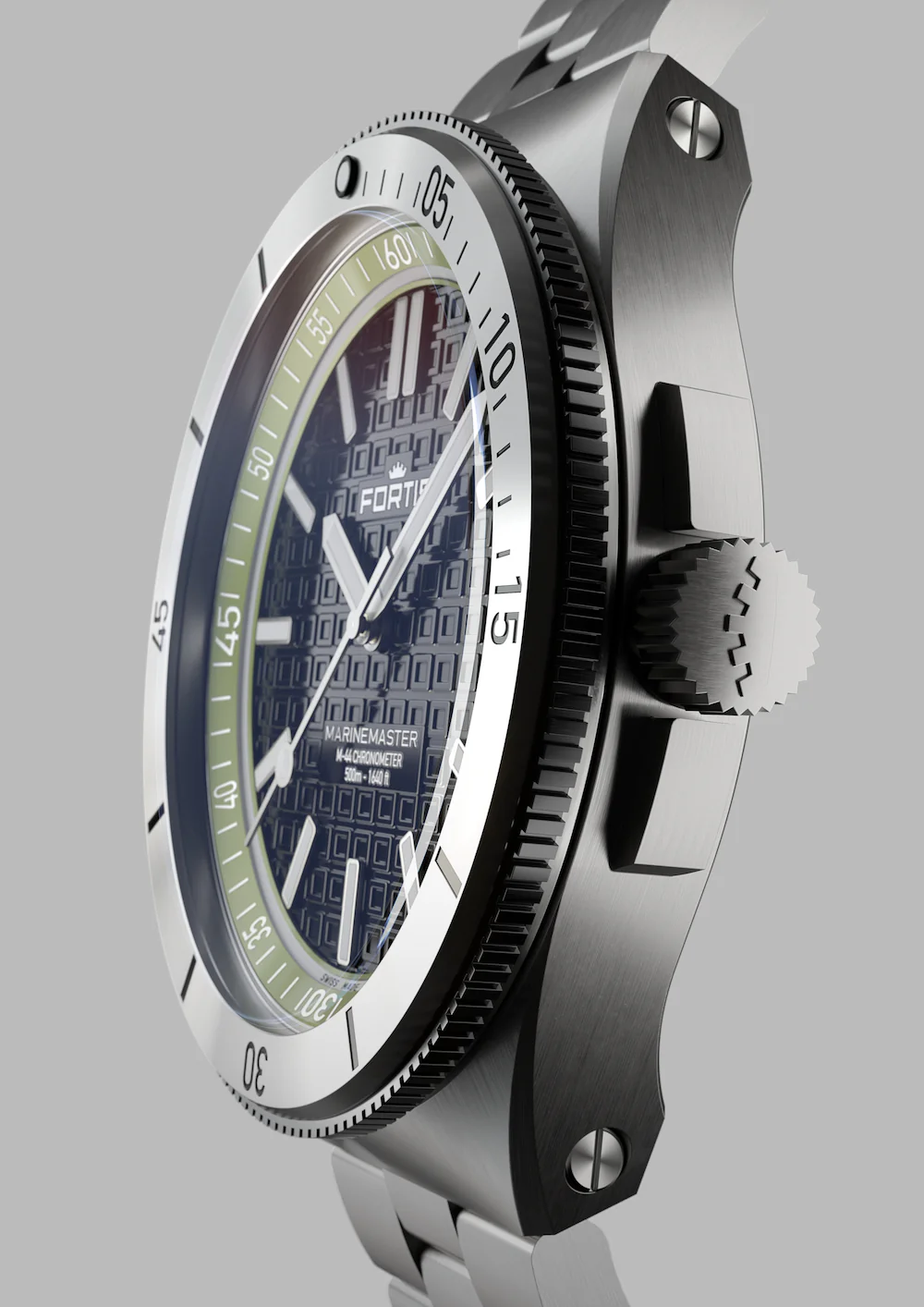 Fortis Marinemaster M 44 Woodpecker Green Bracelet Watch - Image 6
