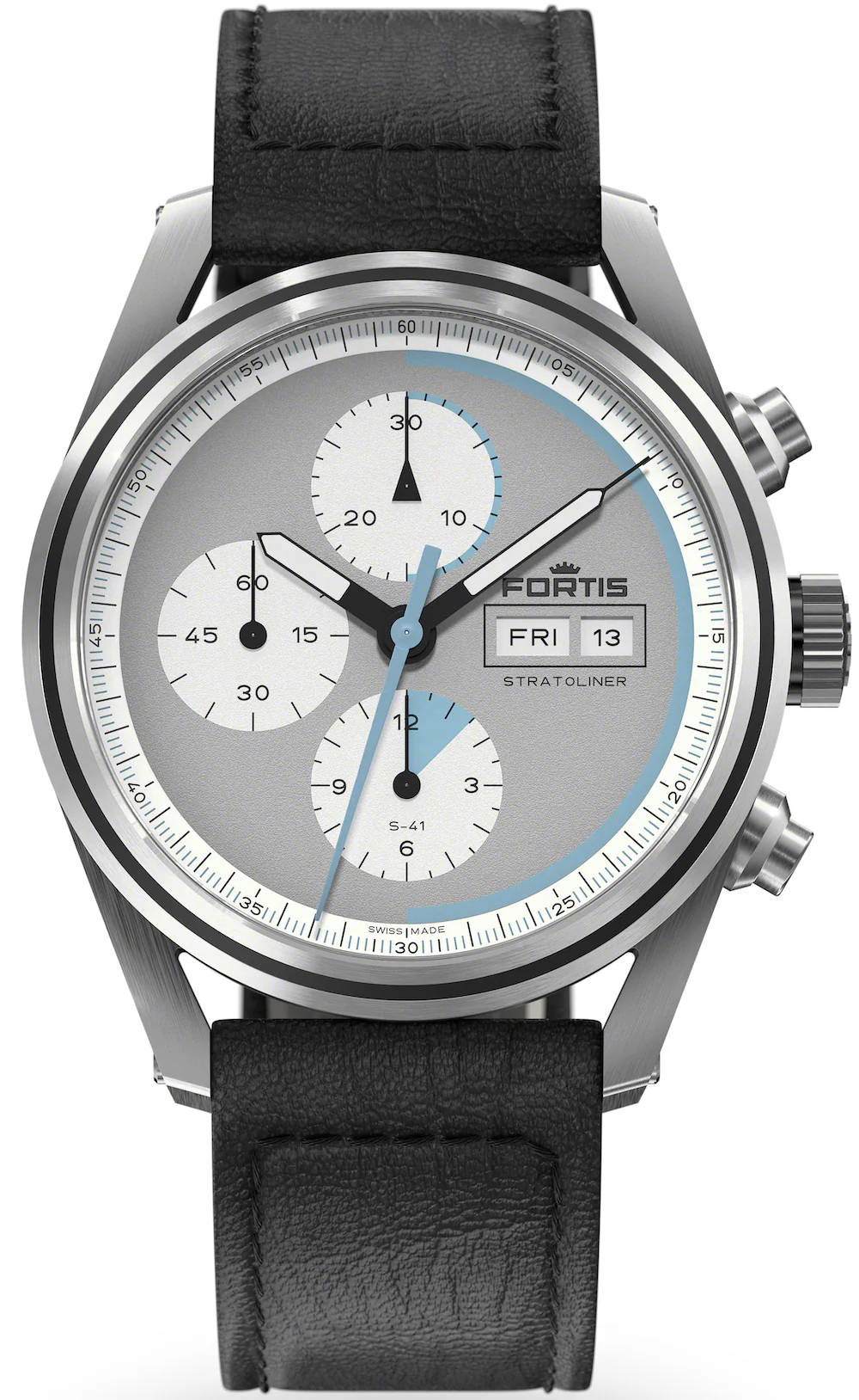 Fortis Stratoliner Cool Grey Aviator Strap Watch