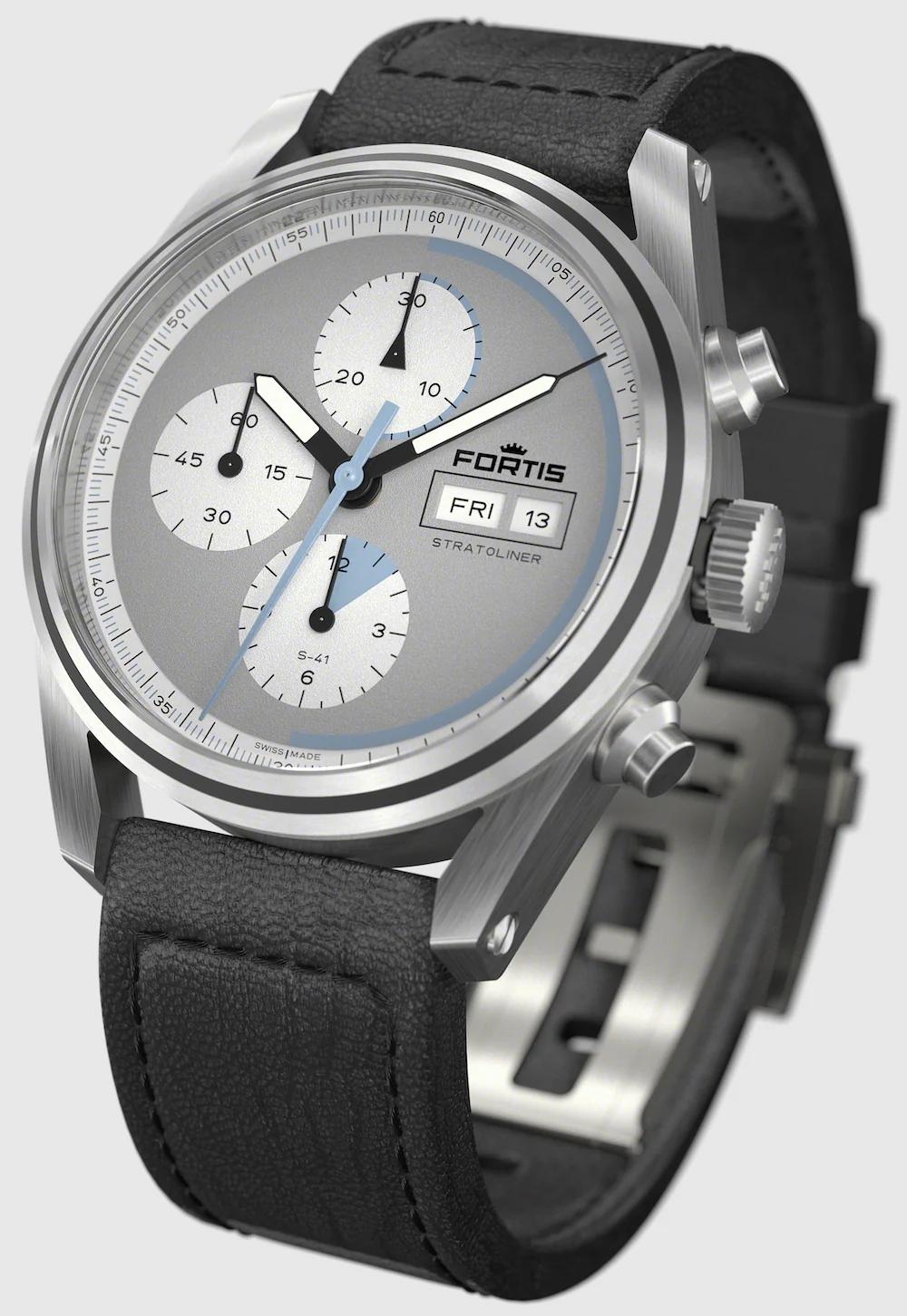 Fortis Stratoliner Cool Grey Aviator Strap Watch - Image 6