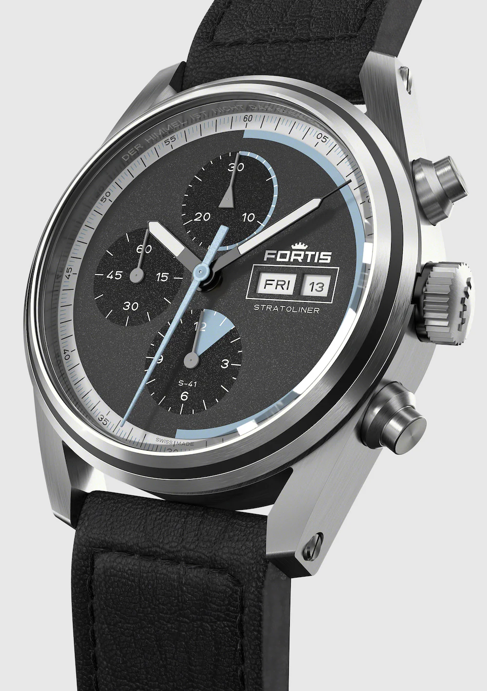 Fortis Stratoliner Cosmic Grey Aviator Strap Watch - Image 3