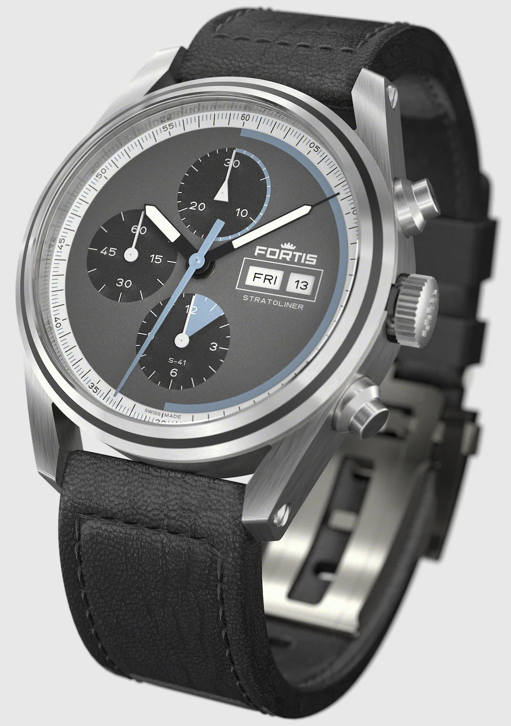 Fortis Stratoliner Cosmic Grey Aviator Strap Watch - Image 5