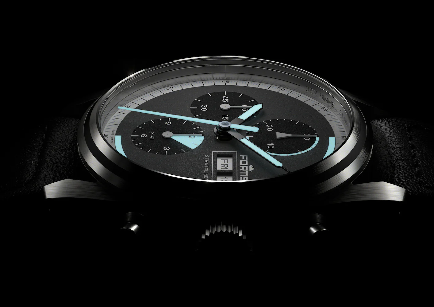Fortis Stratoliner Cosmic Grey Aviator Strap Watch - Image 6