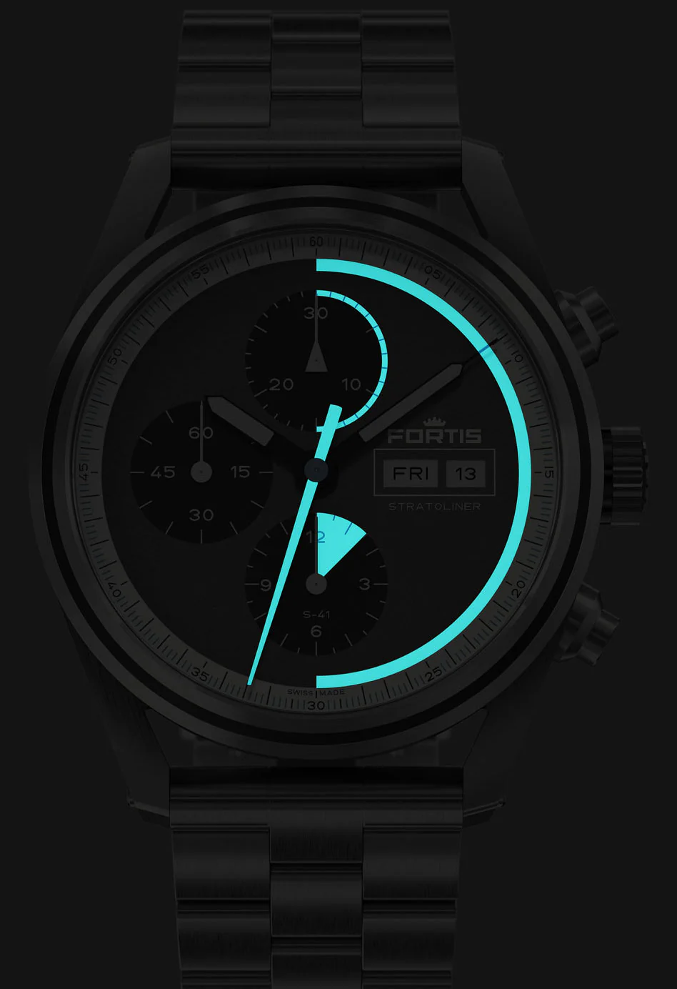 Fortis Stratoliner Cosmic Grey Bracelet Watch - Image 2