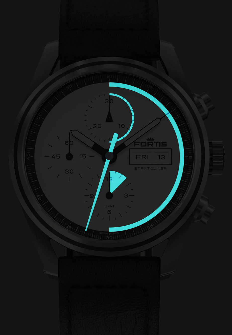 Fortis Stratoliner White Dust Aviator Strap Watch - Image 2