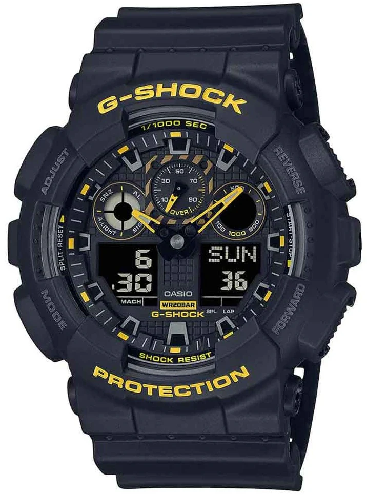 G-Shock GA-100 Black Caution Yellow Mens Watch