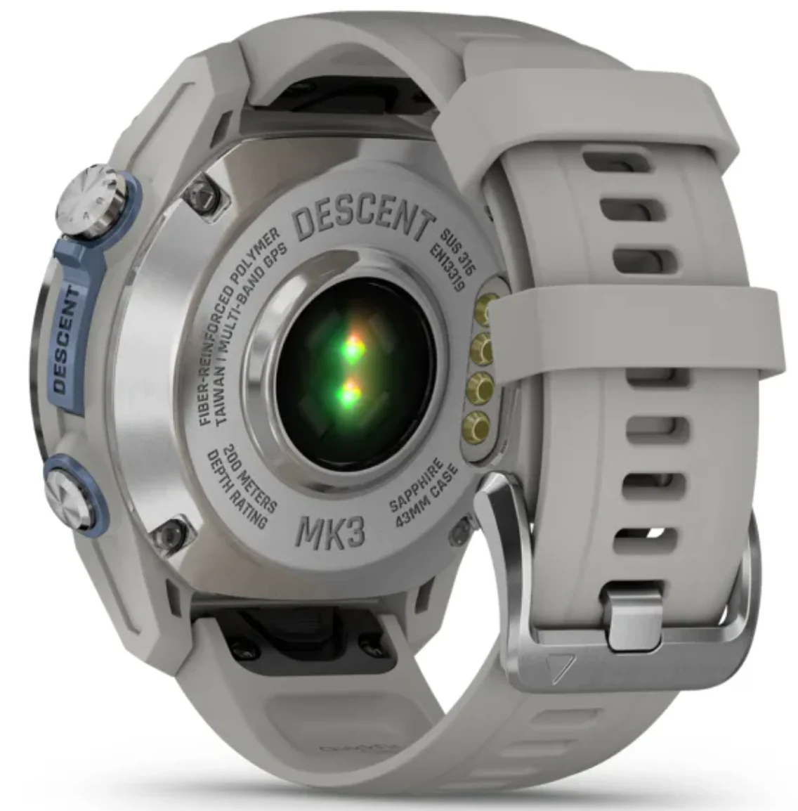 Garmin Descent MK3 Fog Grey Silicone Watch - Image 2