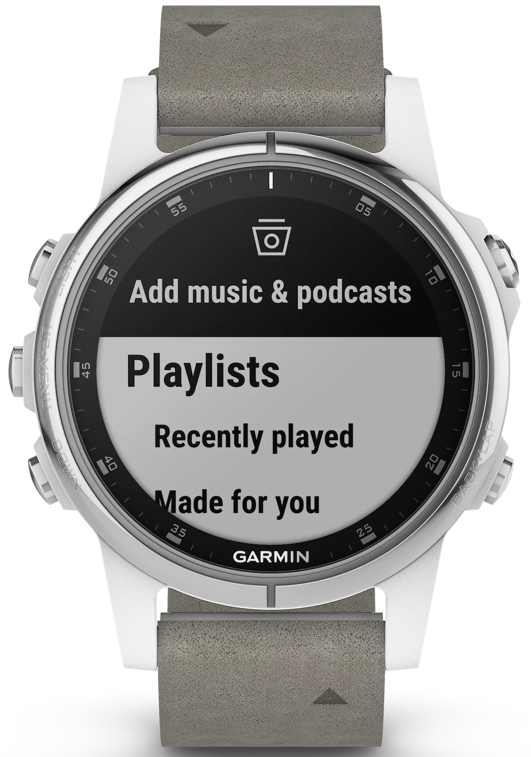 Garmin Watch Fenix 5S Plus Sapphire Grey Suede Band D - Image 2