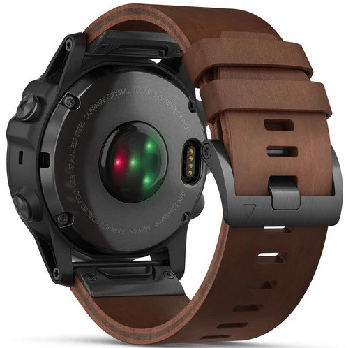 Garmin Watch Fenix 5X Plus Sapphire Slate Grey Brown Leather Band D - Image 2