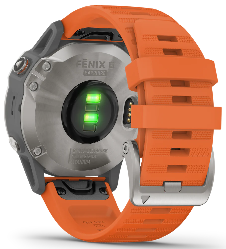 Garmin Watch Fenix 6 Sapphire Orange Band D - Image 2