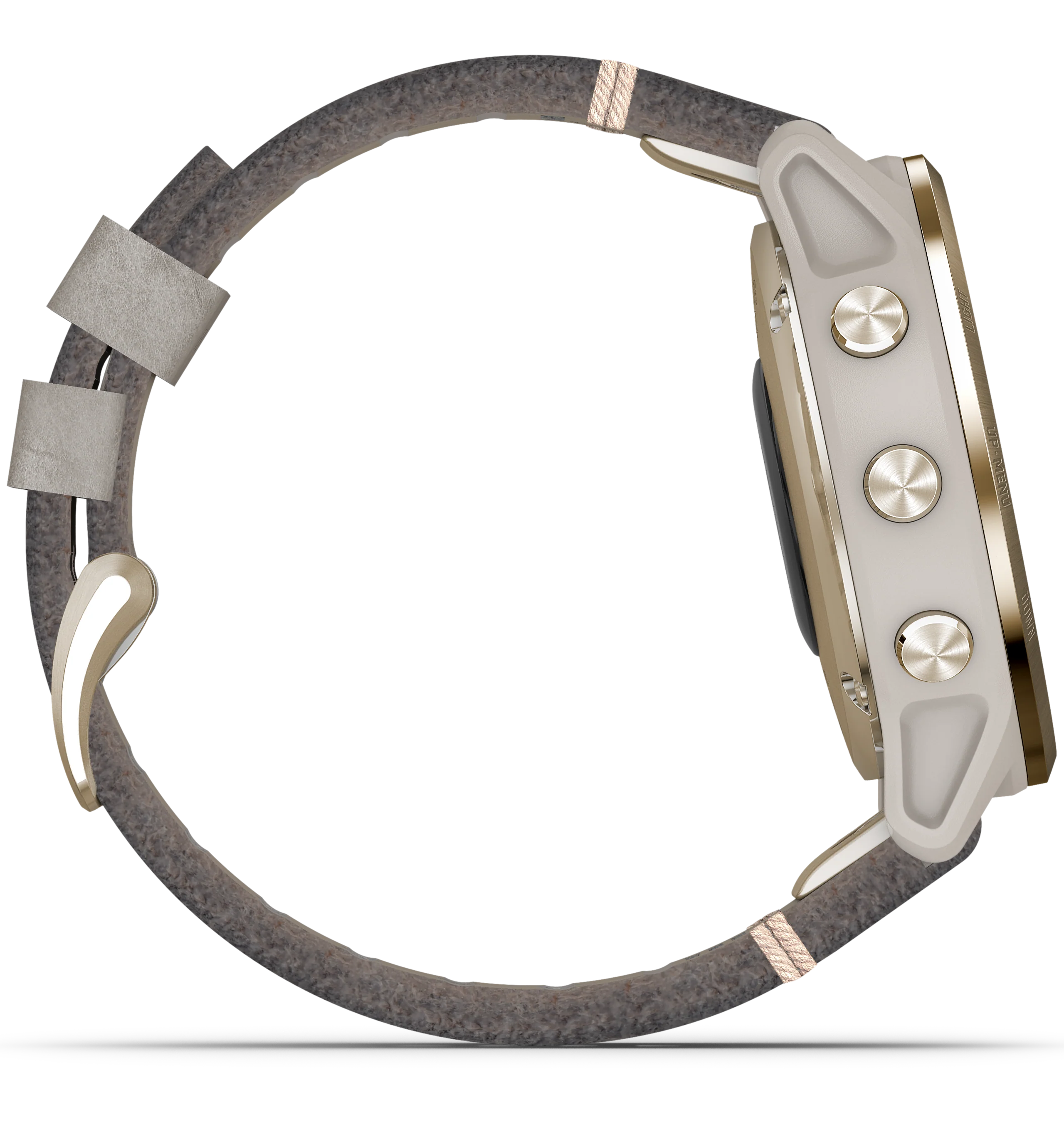Garmin Watch Fenix 6S Sapphire Light Gold Shale Suede Band D - Image 2