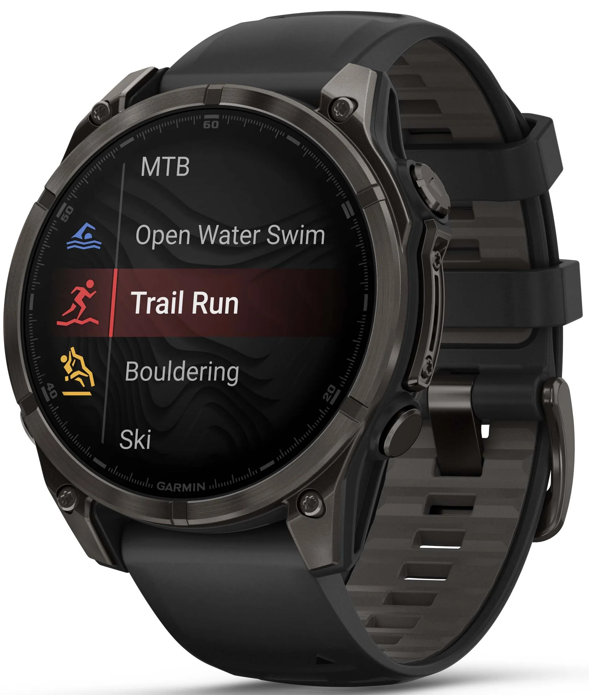 Garmin Fenix 8 47mm Sapphire AMOLED Carbon Grey DLC titanium Black Pebble Grey Silicone Watch - Image 6