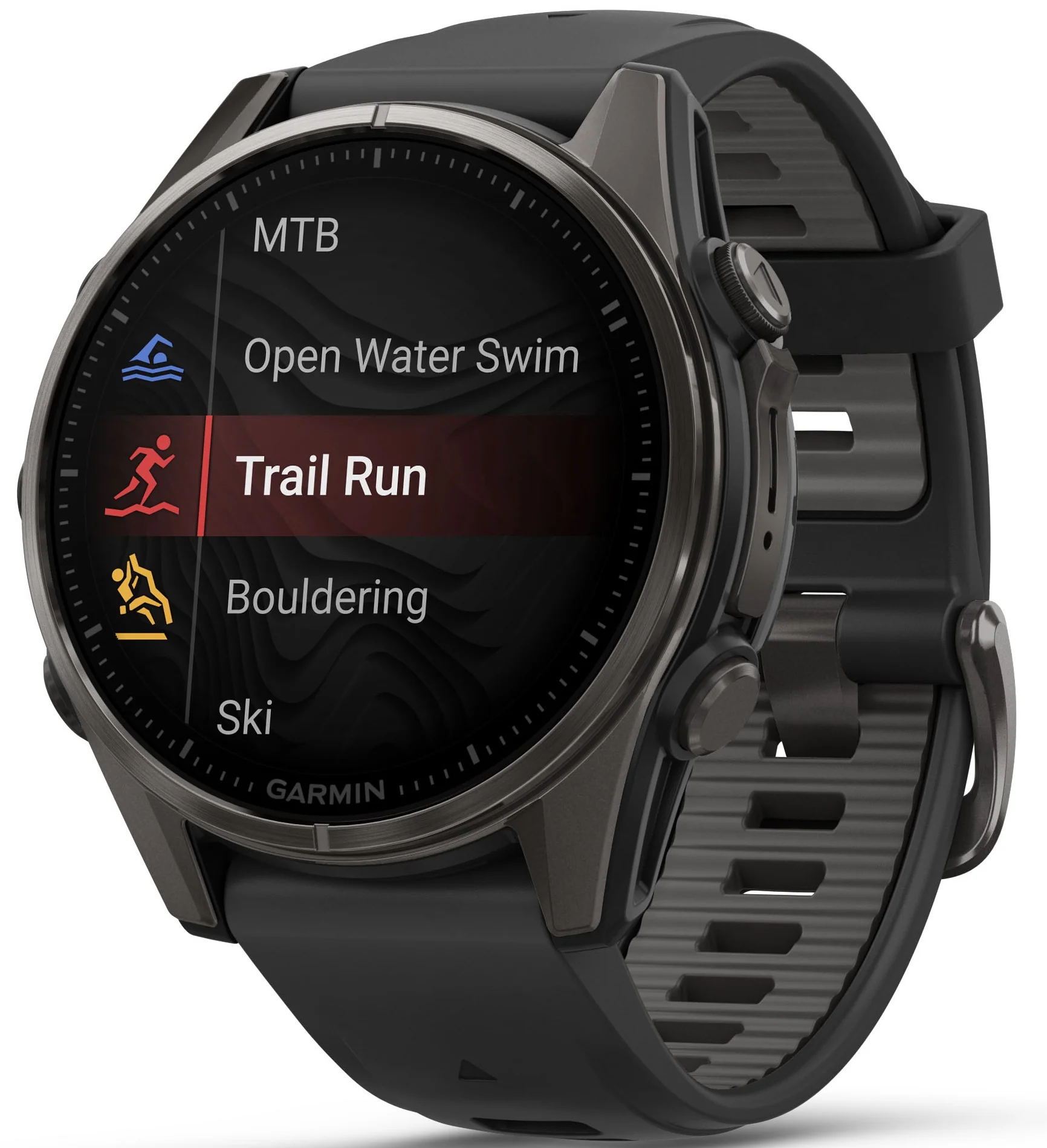 Garmin Fenix 8 43mm Sapphire AMOLED Carbon Grey DLC titanium Black Pebble Grey Silicone Watch - Image 5