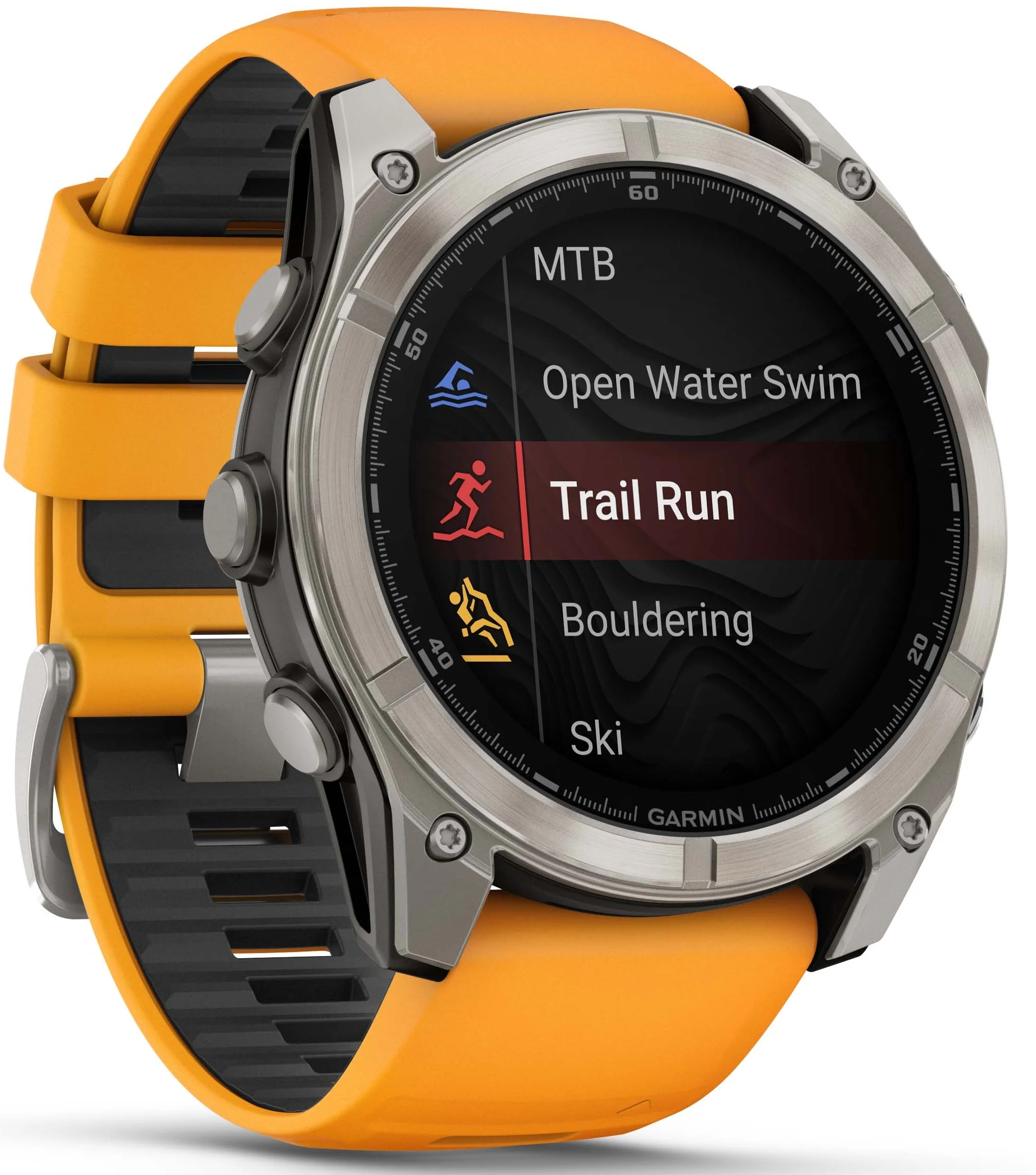 Garmin Fenix 8 51mm Sapphire AMOLED Graphite Spark Orange Titanium Silicone Watch - Image 8