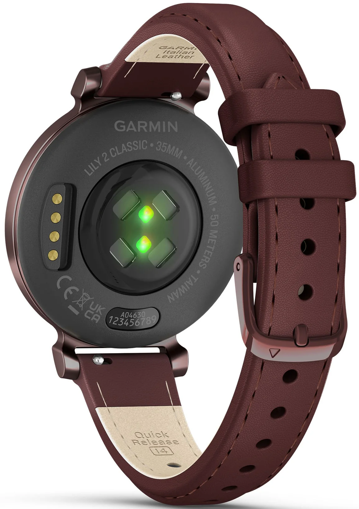 Garmin Lily 2 Classic Dark Bronze & Mulberry Leather Watch - Image 2