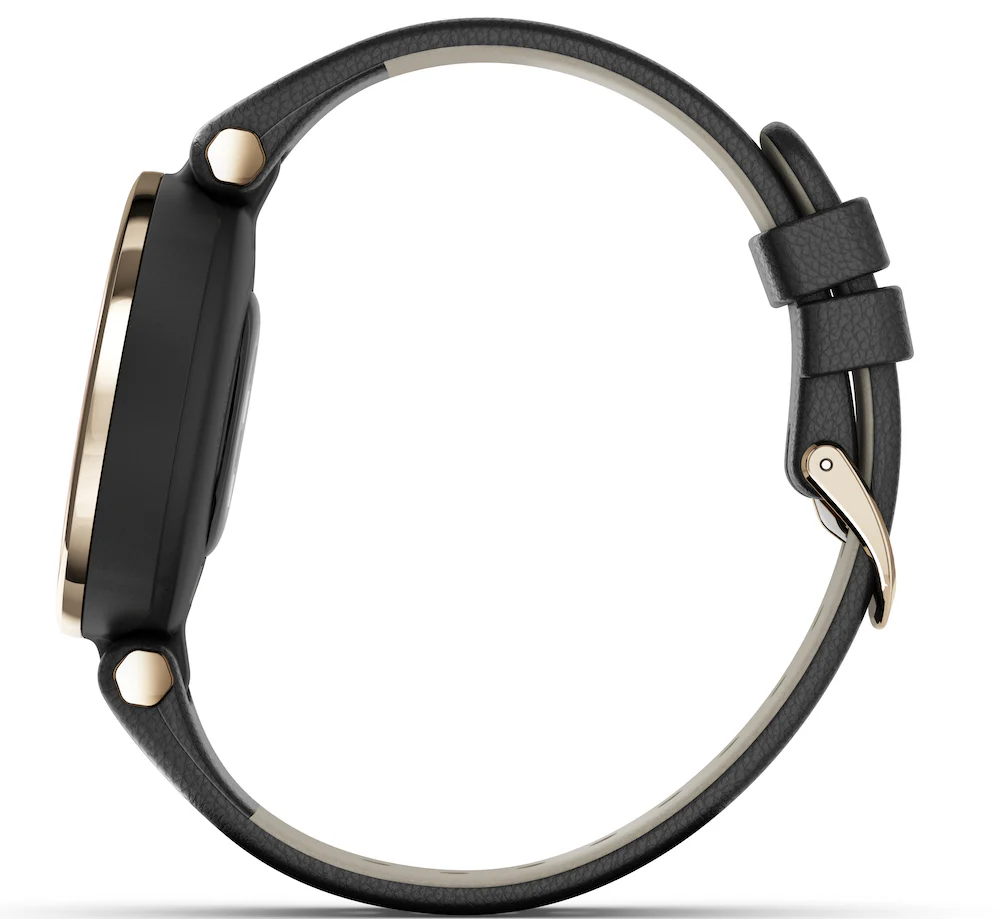 Garmin Lily Cream Gold Black Case and Italian Leather Band - Image 2