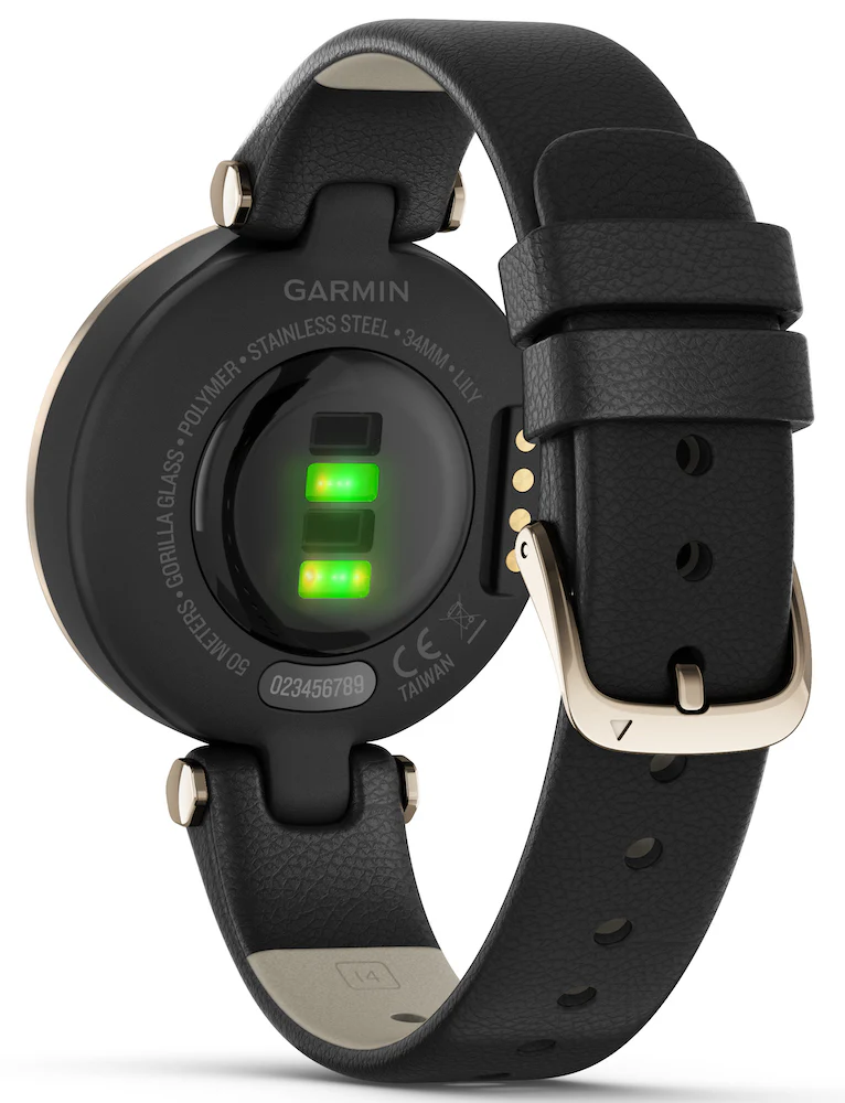 Garmin Lily Cream Gold Black Case and Italian Leather Band - Image 3