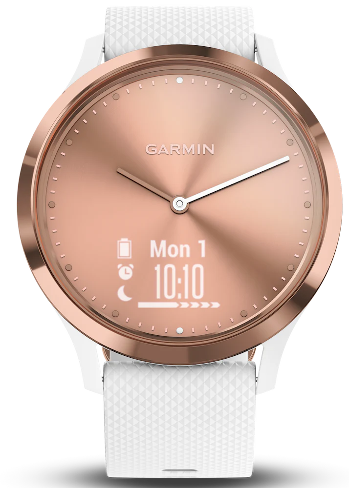 Garmin Watch Vivomove HR Rose Gold Tone with White Silicone Band D - Image 2