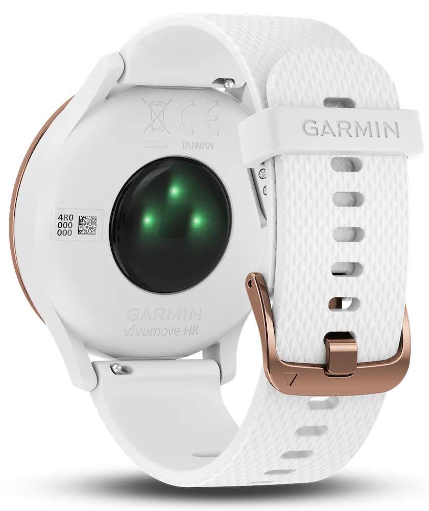 Garmin Watch Vivomove HR Rose Gold Tone with White Silicone Band D - Image 3