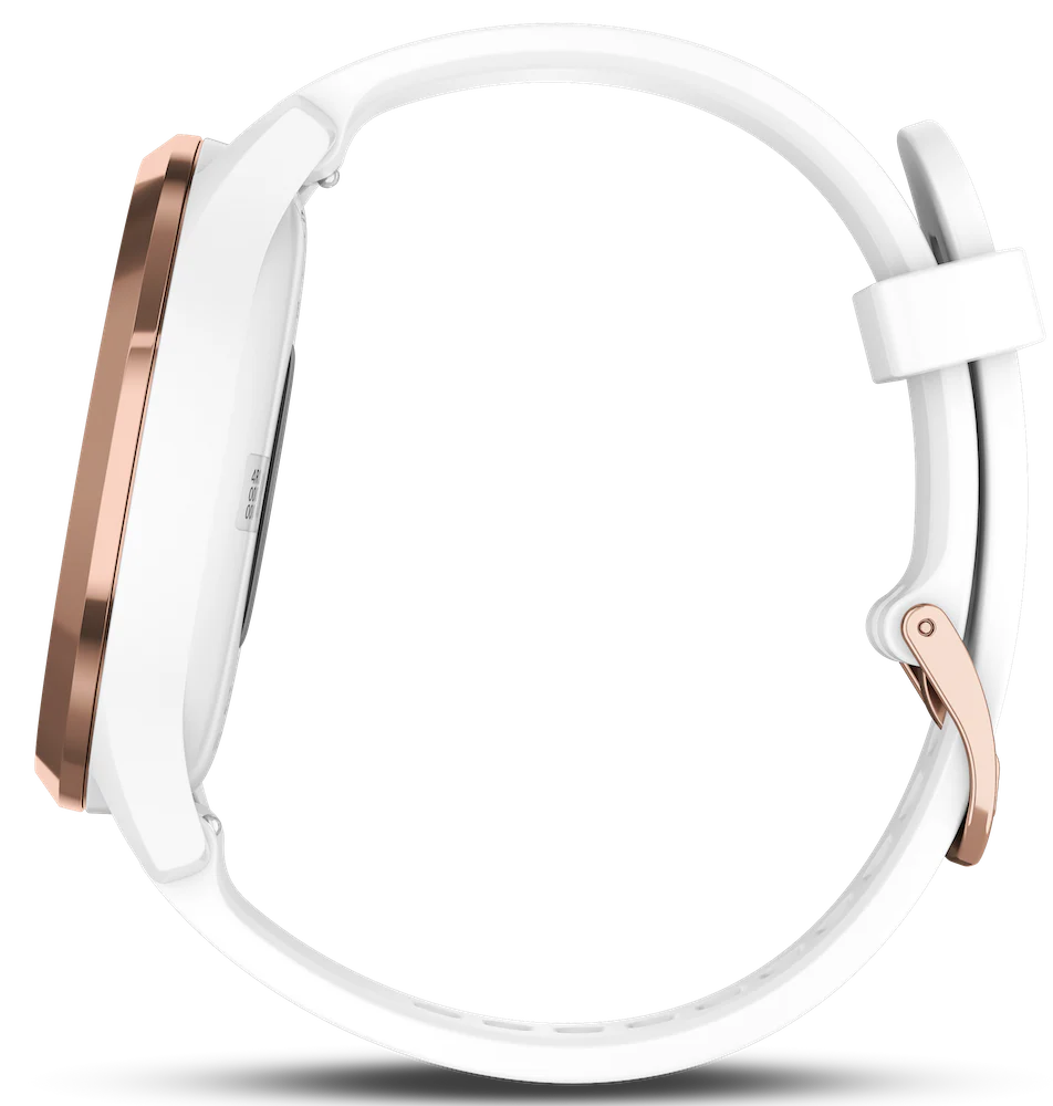 Garmin Watch Vivomove HR Rose Gold Tone with White Silicone Band D - Image 4