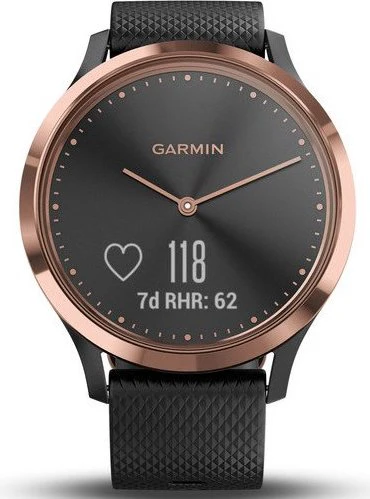 Garmin Watch Vivomove HR Rose Gold with Black Silicone Band D - Image 2