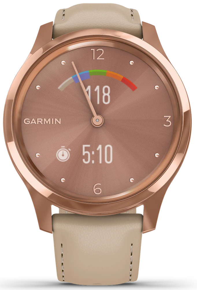 Garmin Watch Vivomove Luxe Rose Gold PVD Sand Leather - Image 4