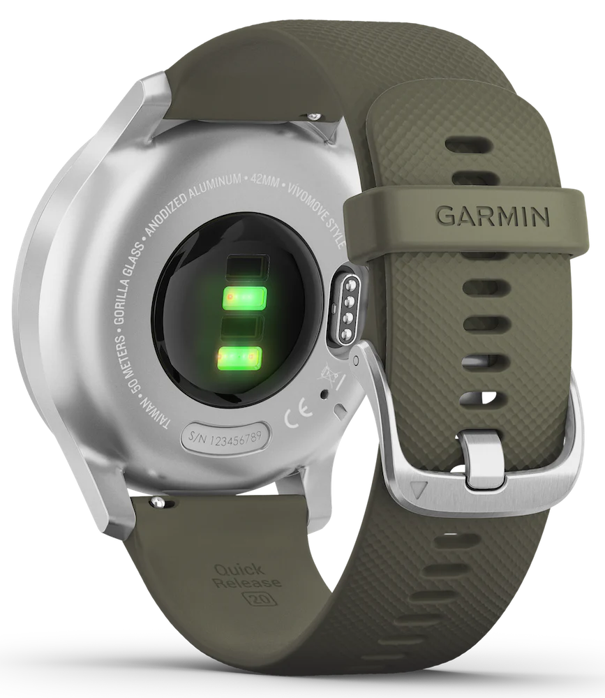 Garmin Vivomove Style Silver Aluminium Case Moss Silicone - Image 3