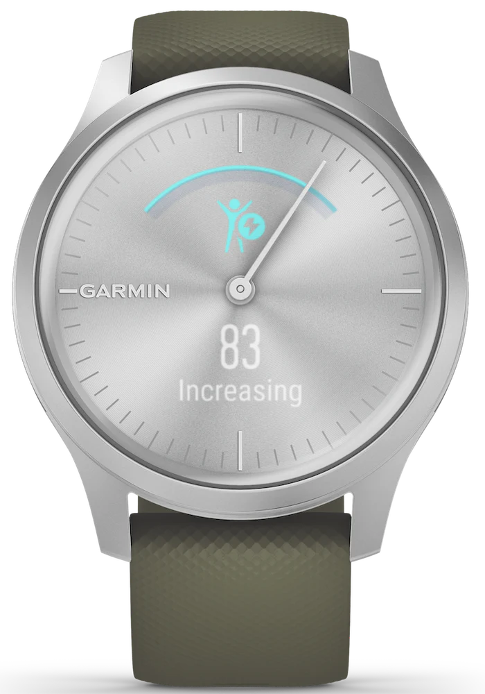 Garmin Vivomove Style Silver Aluminium Case Moss Silicone - Image 4